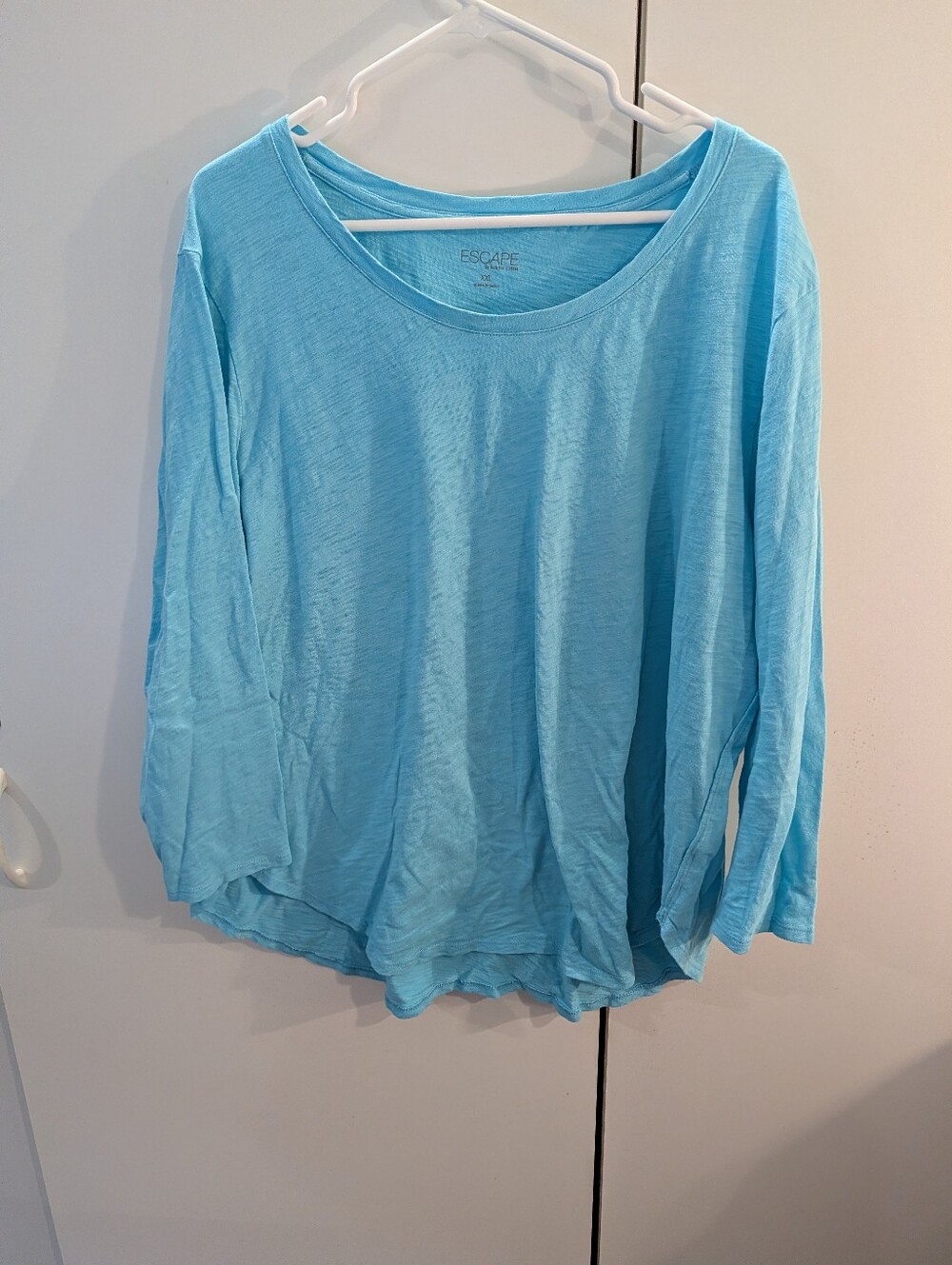 Escape Women's Light Blue Long Sleeve Scoop Neck Top Size XXL